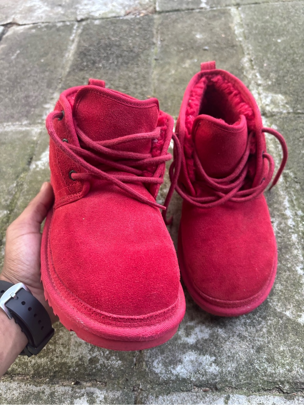 Men’s UGG Red Suede Lace-Up Boots
